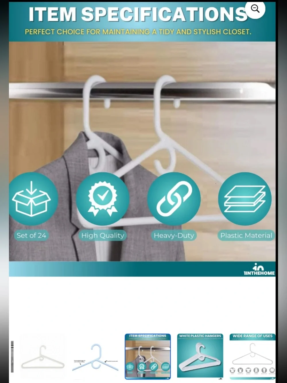 Mainstays 9 Heavyweight Plastic Clothes Hangers-Strong Support-brand new